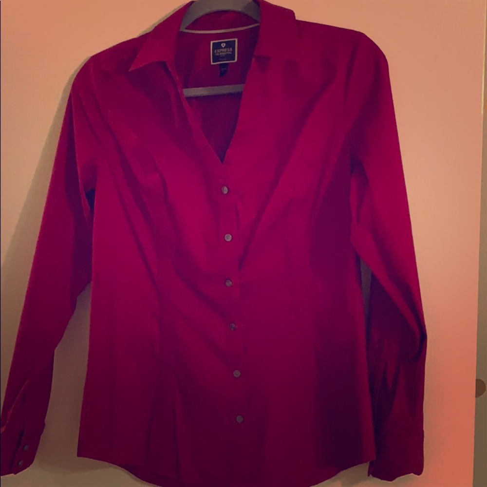 Express women’s button up shirt burgundy color